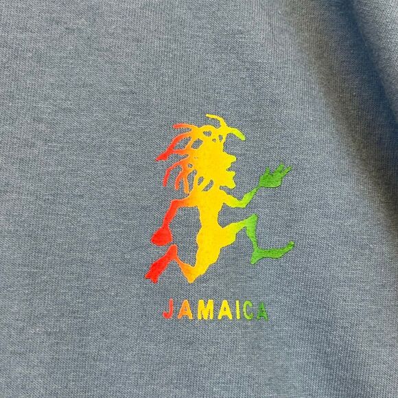 VTG 90s Rasta Man Running Man T-Shirt Mens XXL Blue Rastafari Reggae Jamaica - Picture 6 of 12